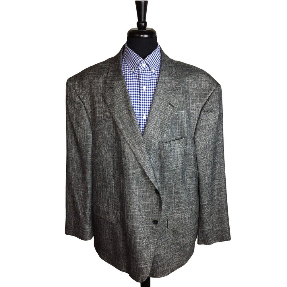 Oak Hill Men's Grey Check Poly Blend Blazer Sport Coat Jacket Size 3XL 54/56
